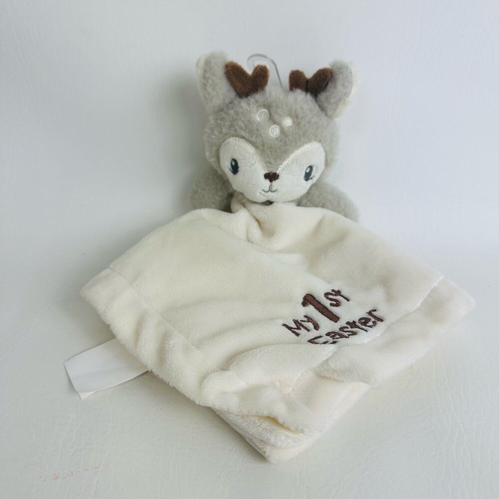 MTY International My 1st Easter Deer Lovey Stuffed‎ Animal Plush Gray Cream New